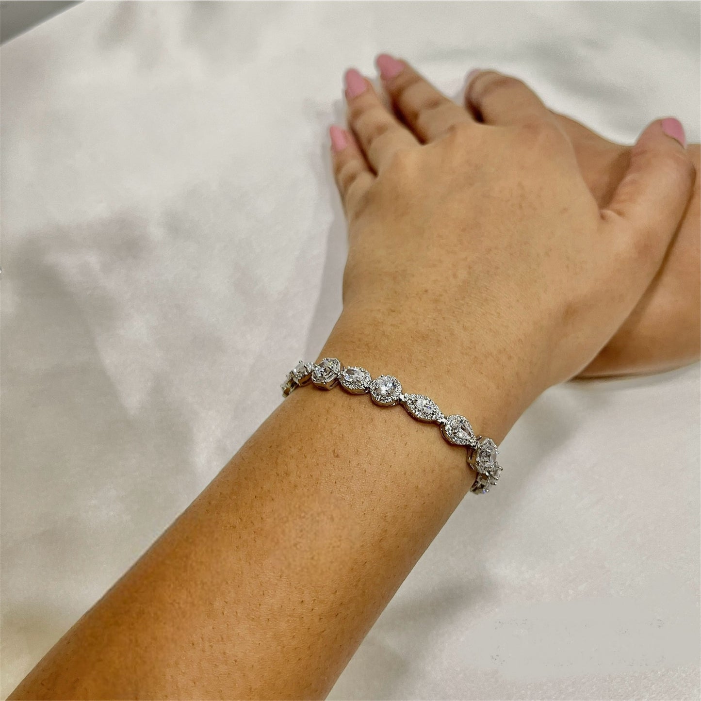 Rainbow crest tennis bracelet