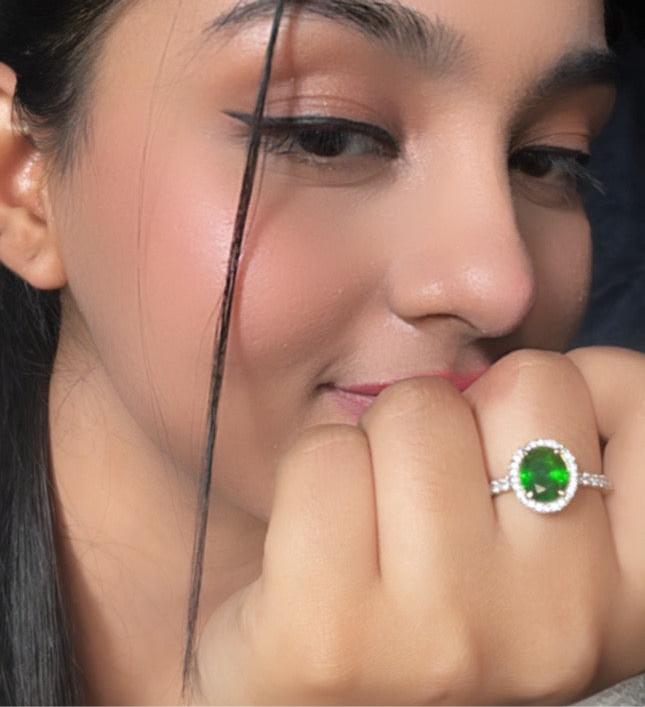 Oval hidden halo ring