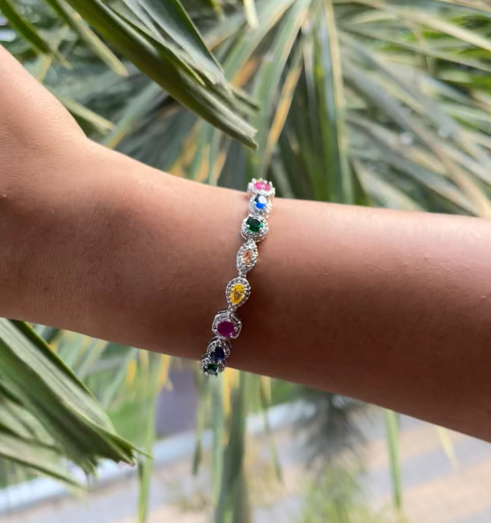 Rainbow crest tennis bracelet