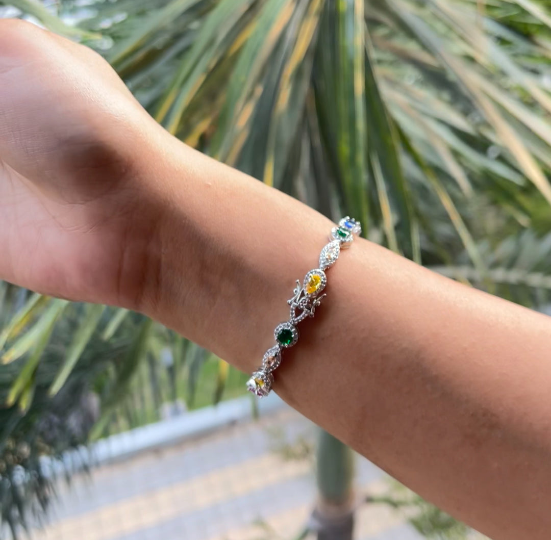 Rainbow crest tennis bracelet