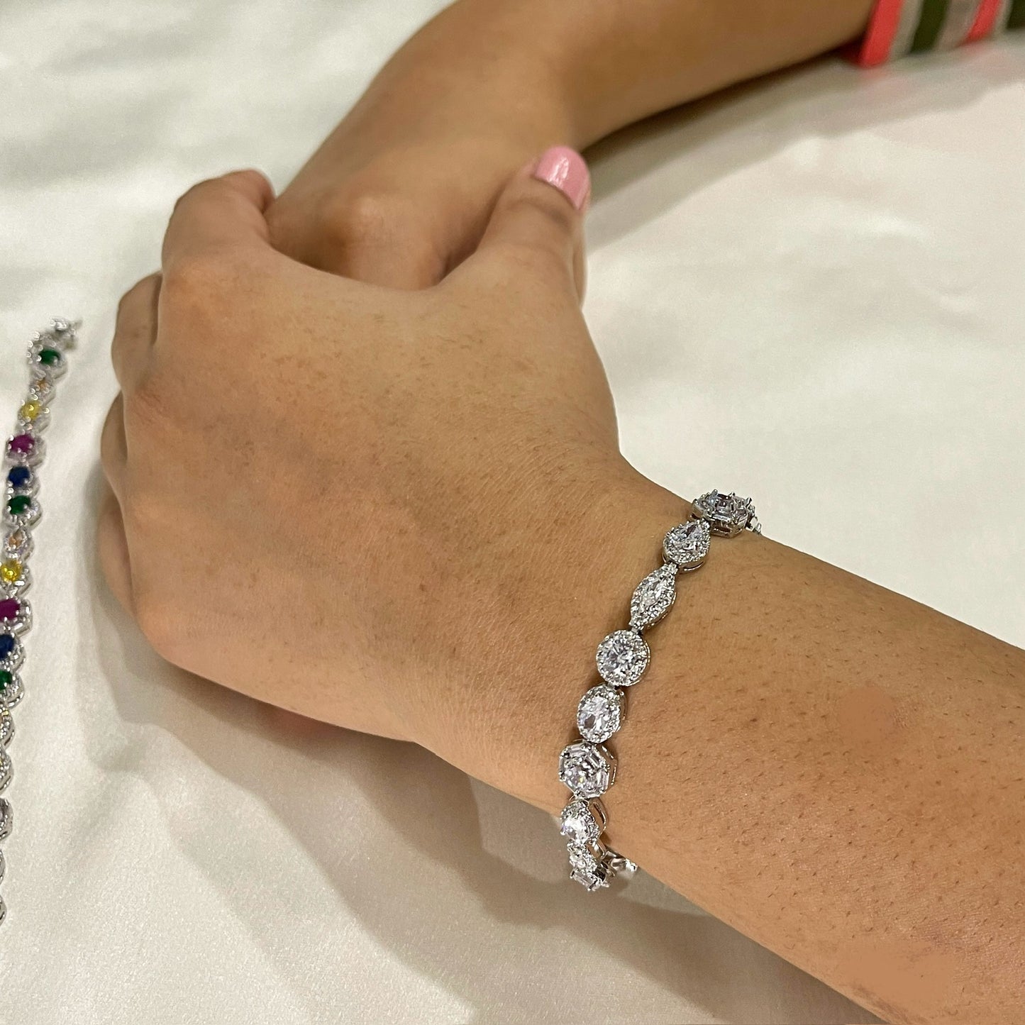 Rainbow crest tennis bracelet