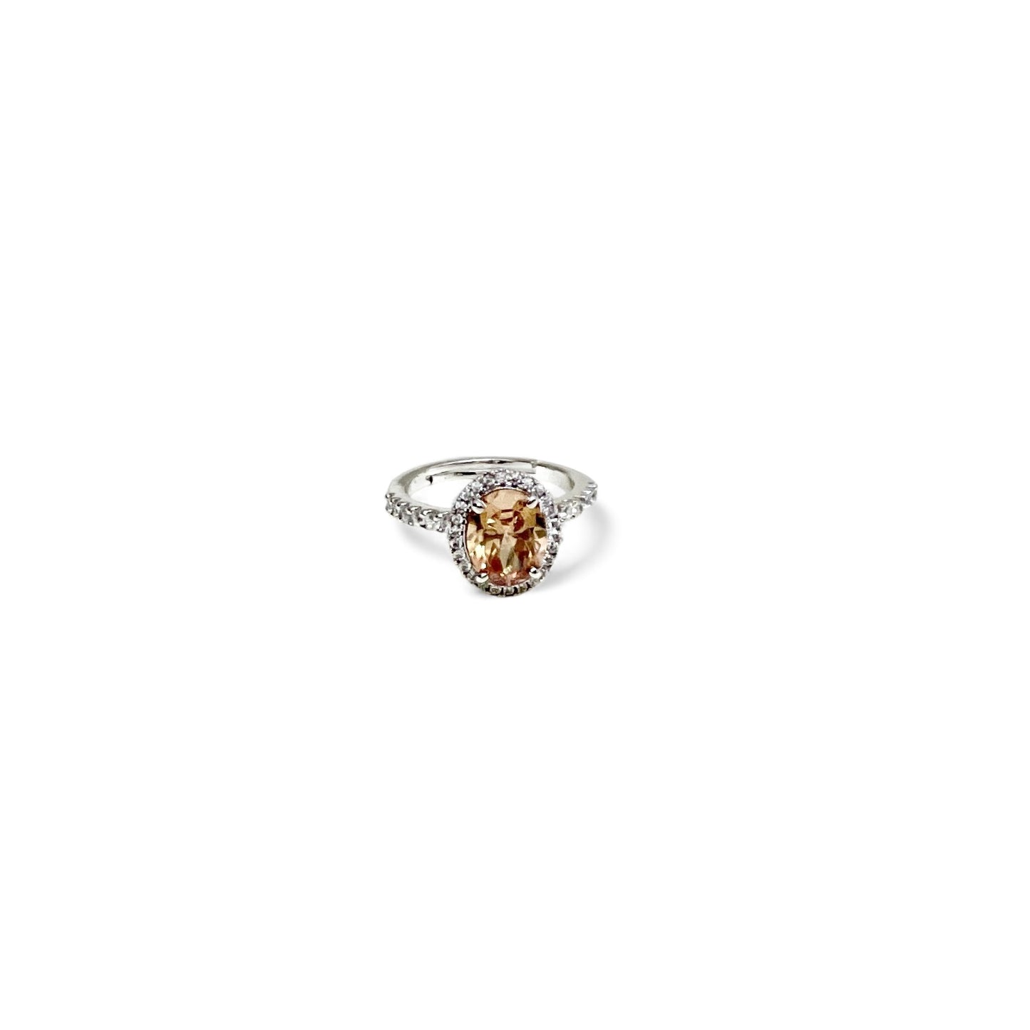 Oval hidden halo ring