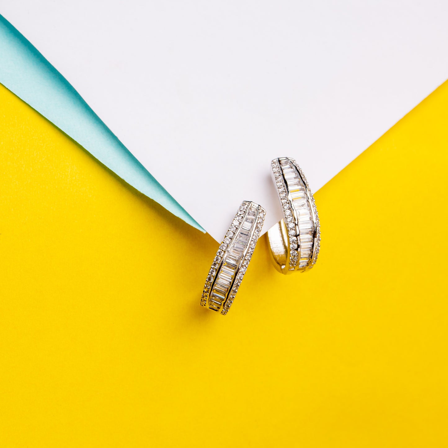 Crystal baguette huggies