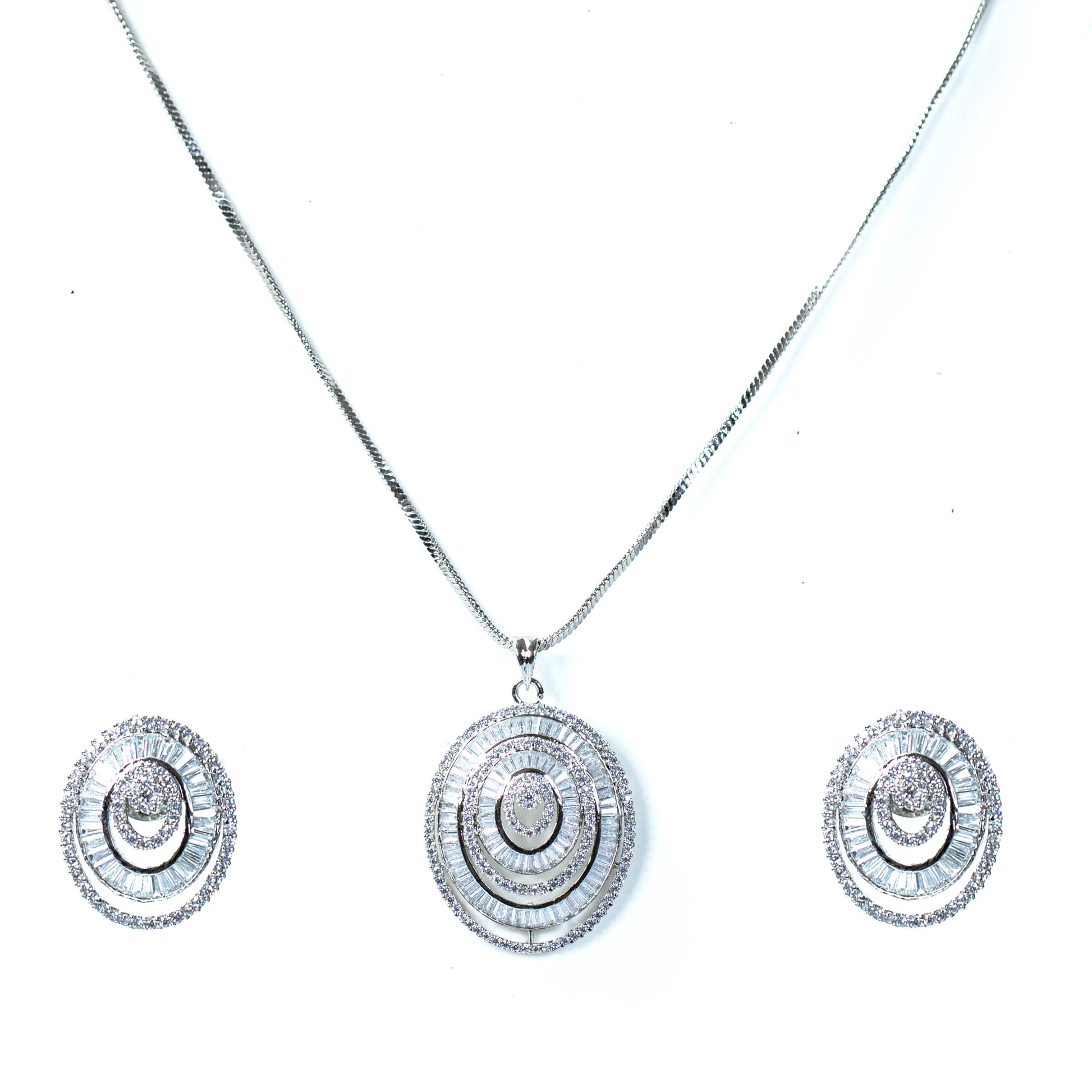 Buy Crystal baguette pendant set Online