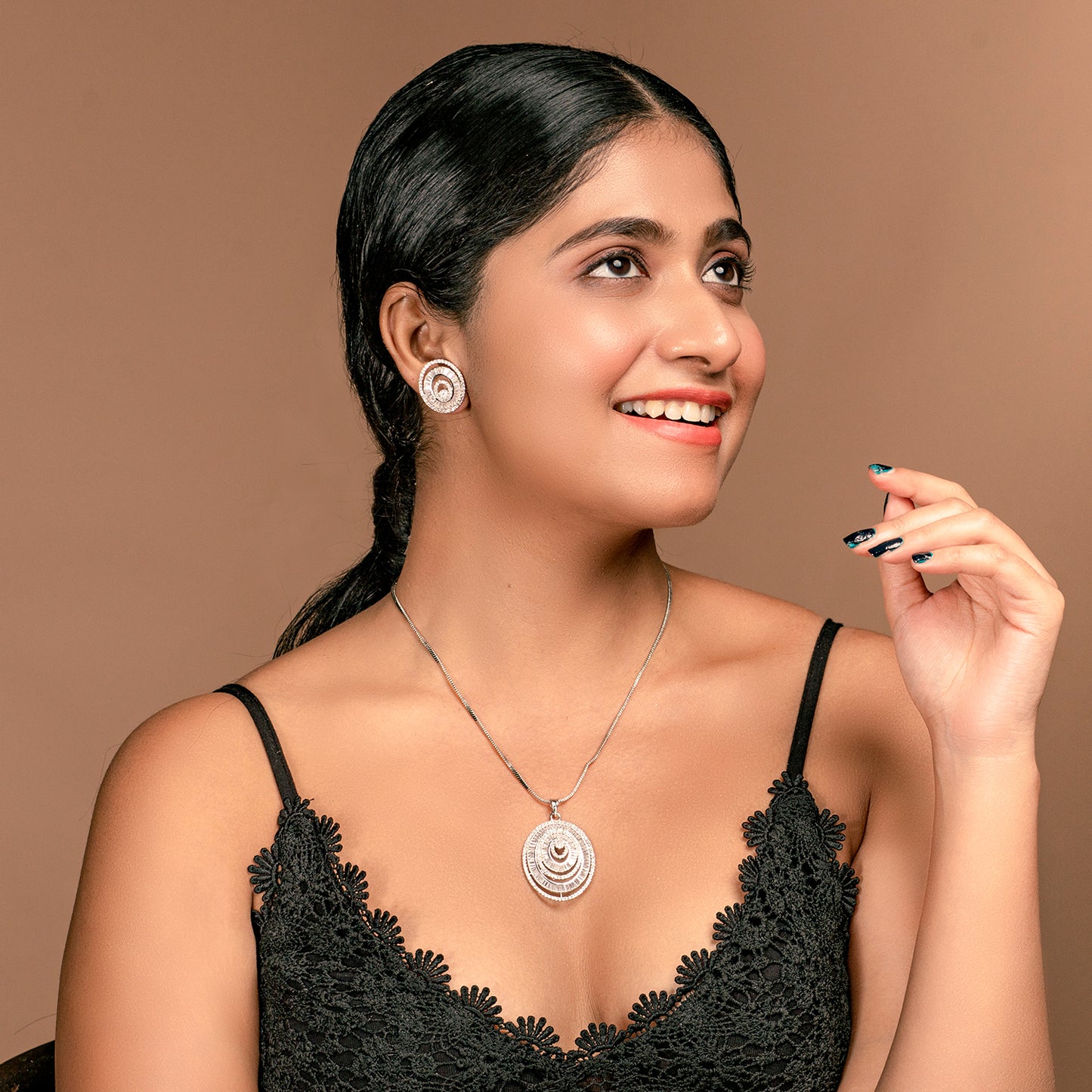 Buy Crystal baguette pendant set Online