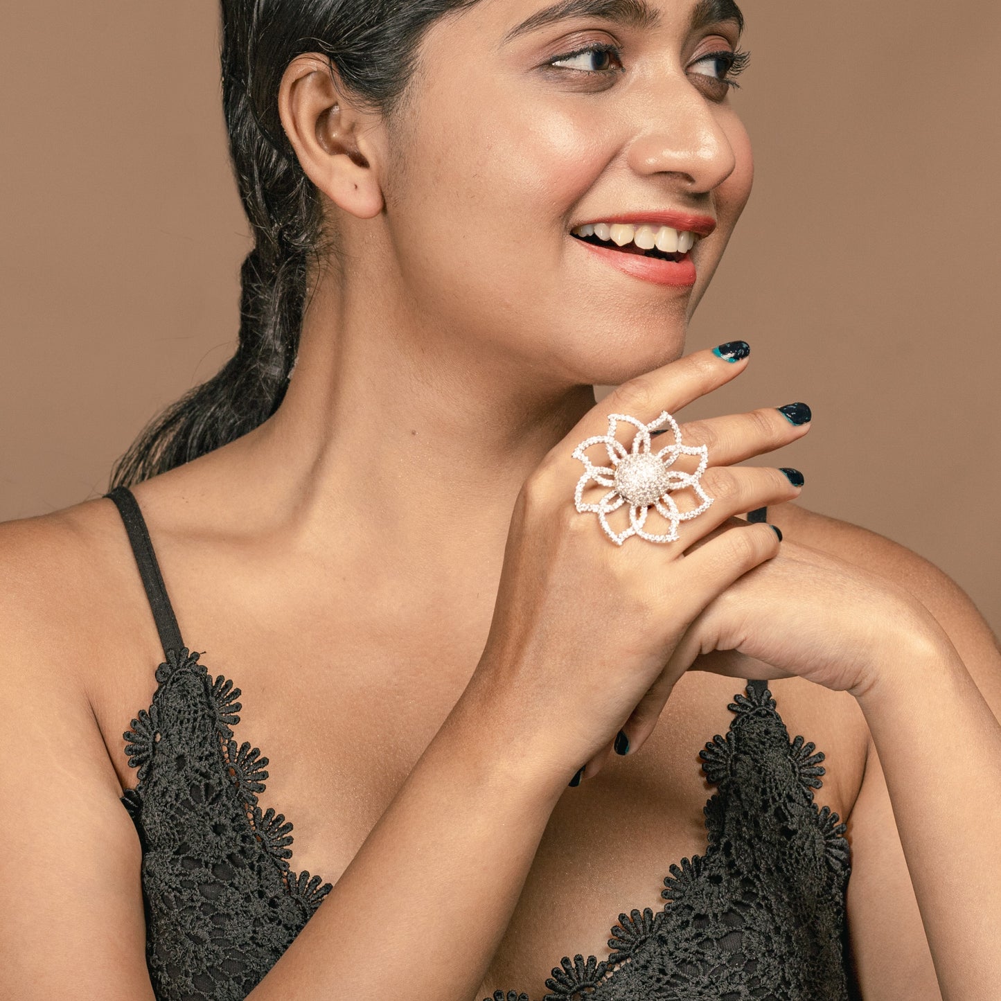 Buy Lotus bloom zircon ring online