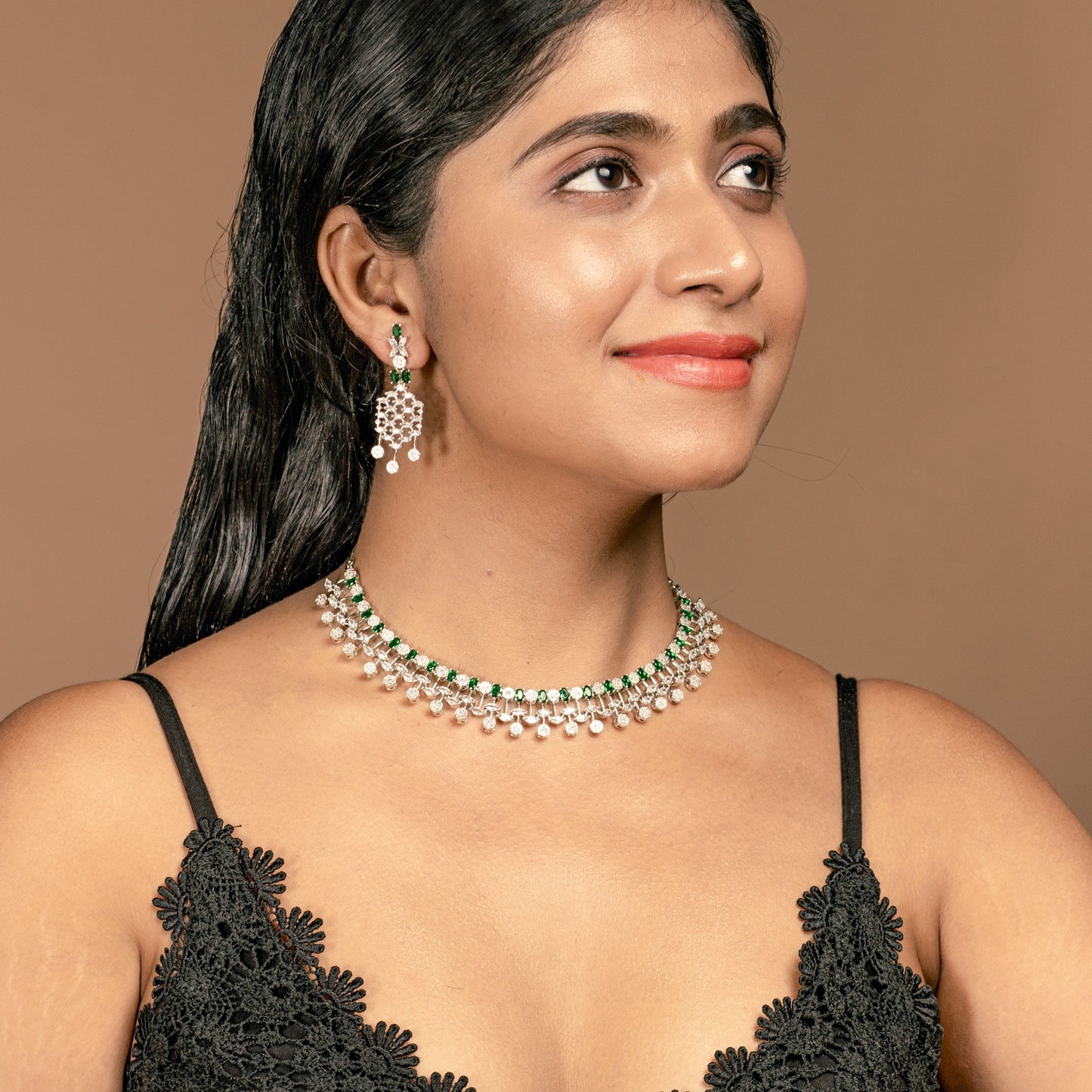 buy women Sparkler cz Necklace set Online