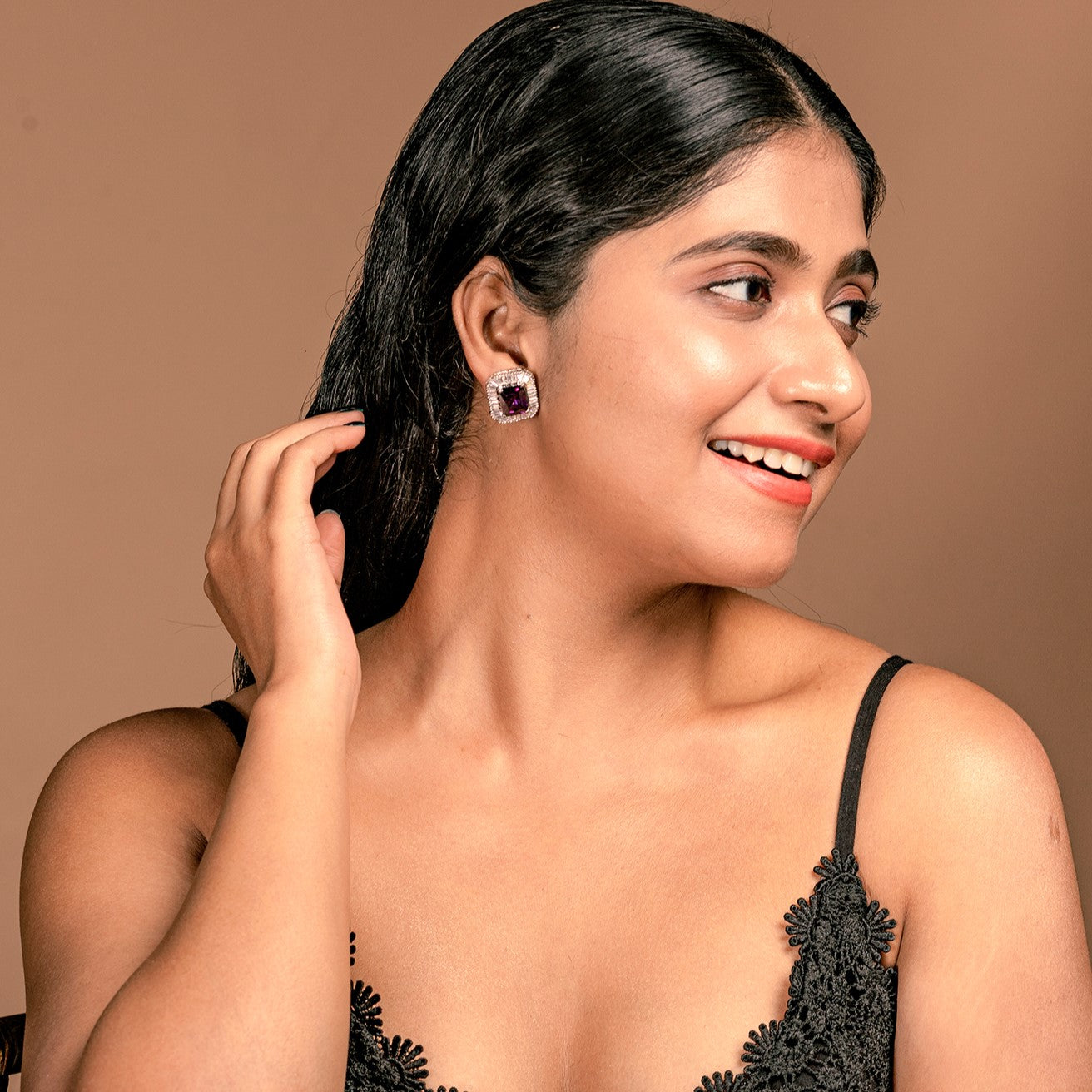 Buy Baguetta crystal stud earring online