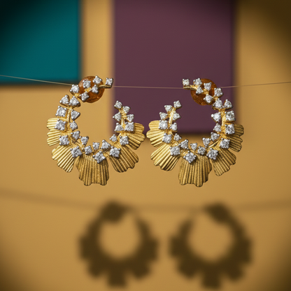 Matte floral diamond hoops