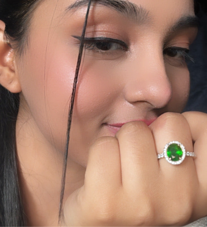 Oval hidden halo ring