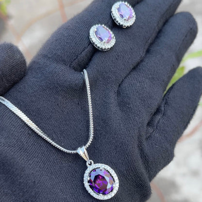 Charm oval pendant set