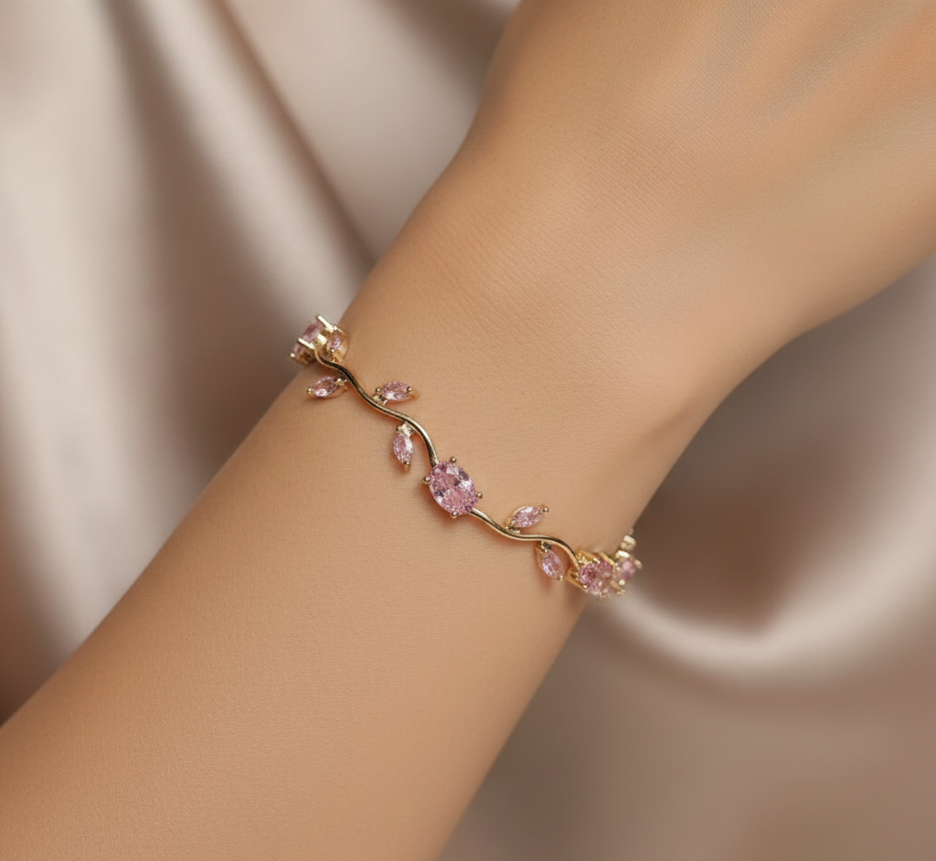 Leafy garden tennis bracelet