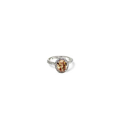Oval hidden halo ring