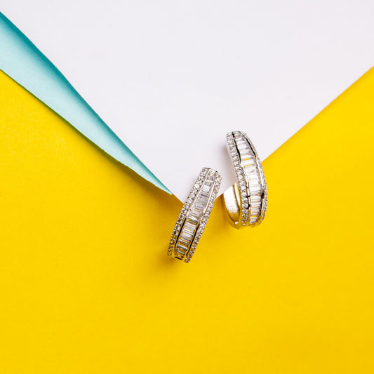 Crystal baguette huggies