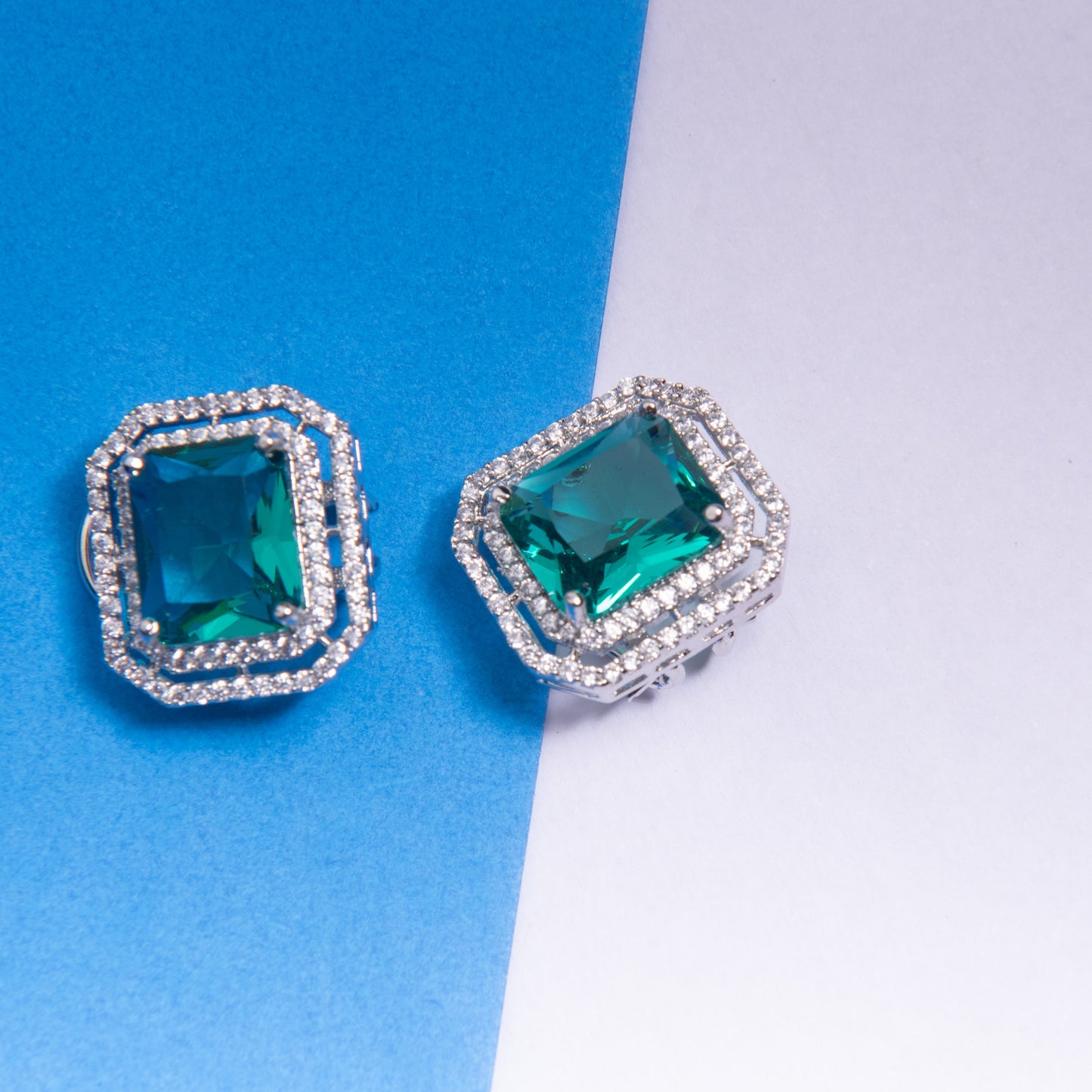 Emerald cut glow stud