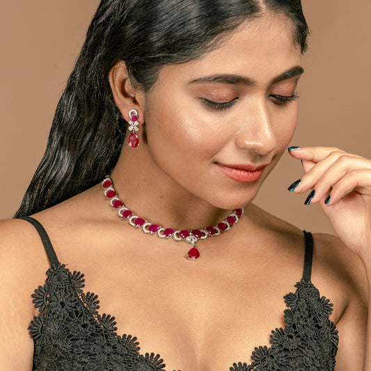 Pearto edge zircon necklace Set Online